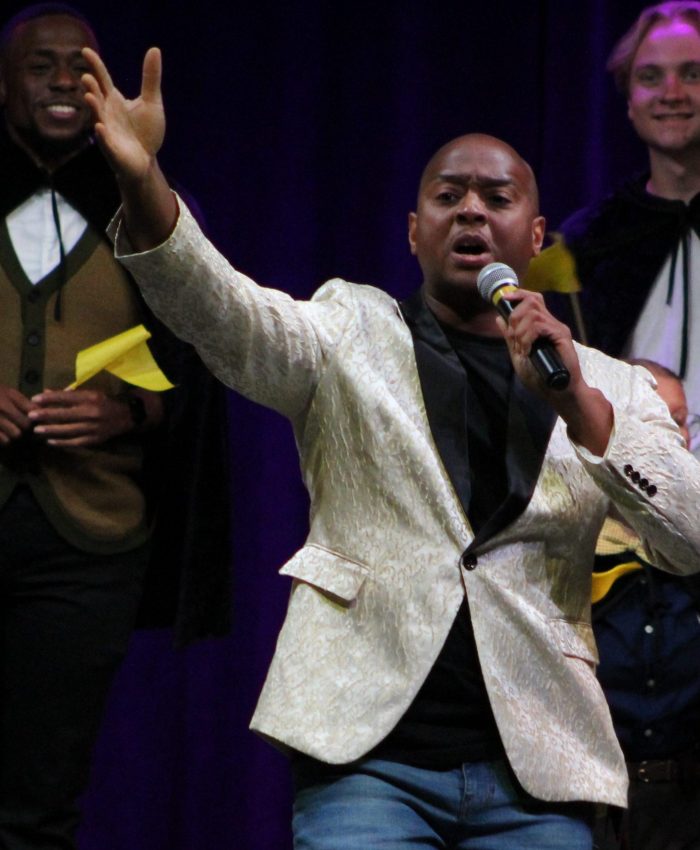 IMG_4033 Presenter talking to a large audience