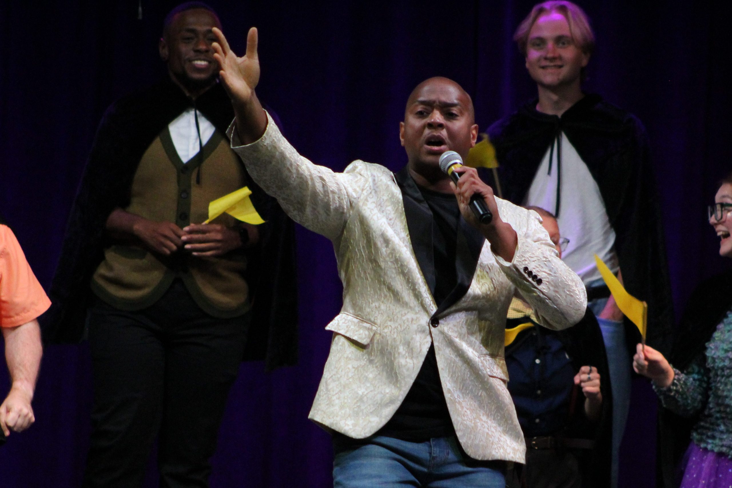 Presenter talking to a large audience